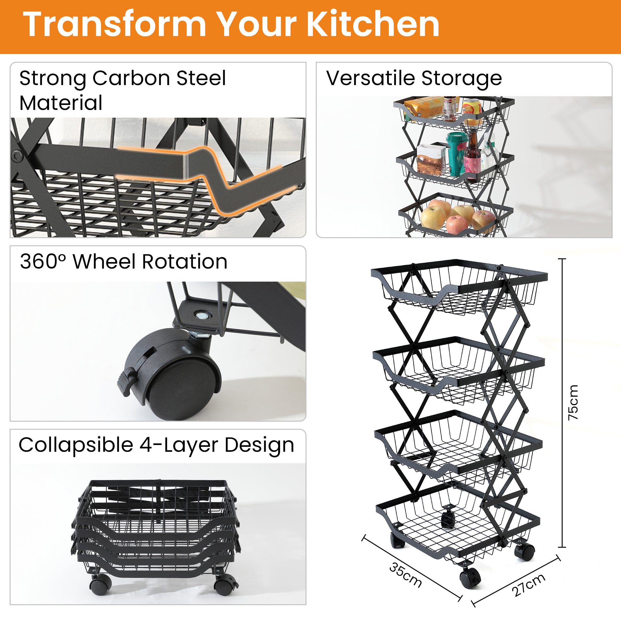 Cheston multi-layered trolley - enhances home organization