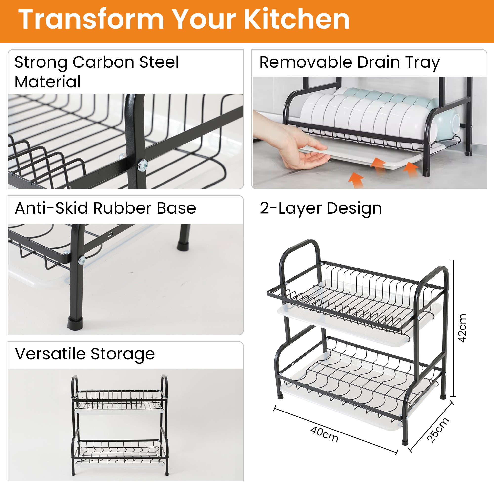 Cheston Dish Drying Rack - Space-saving kitchen essential