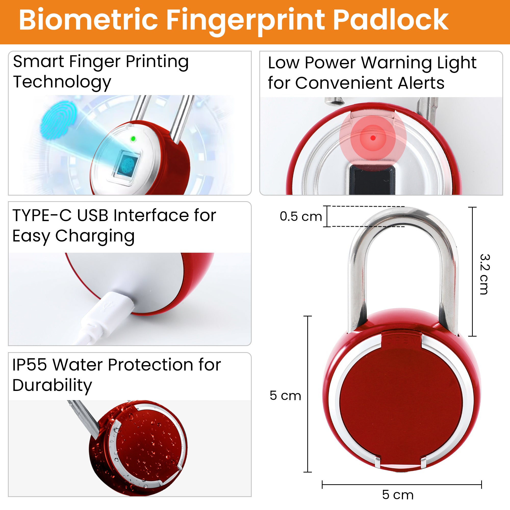 Cheston fingerprint lock - Perfect for suitcase security