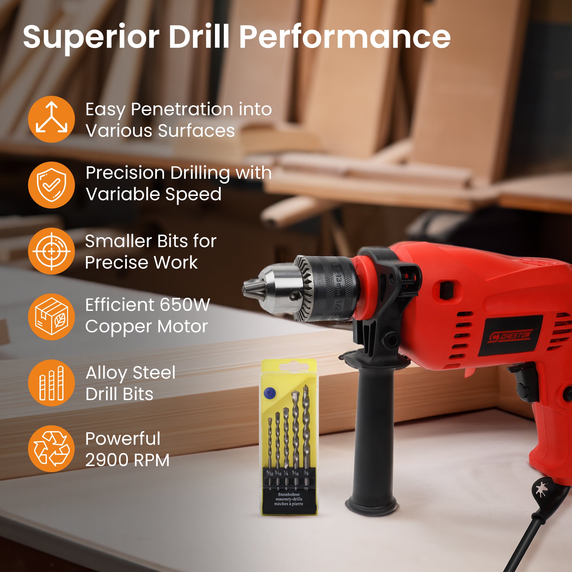 Cheston Drill Machine - Ergonomic design for easy handling