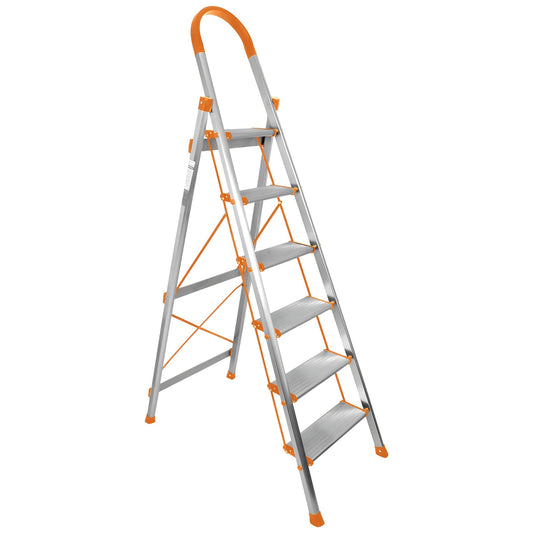 Cheston 6 Step Ladder for Home Use | Ladder for Home 6 Steps | 6.1 Feet Anti-Skid Step Ladder with Wide Pedal & Hand Grip | Supports 150+ Kgs Step Ladder for Home Use