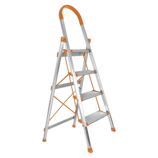 Cheston 4 Step Aluminium Ladder for Home | Step Ladder for Home Use | Anti Slip Steps | 4.8 Feet Anti-Skid Step Ladder with Wide Pedal & Hand Grip | Supports 150+ Kgs