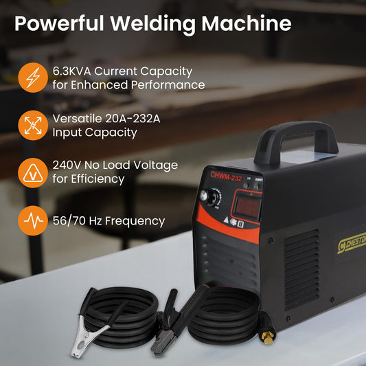 Cheston 232A Inverter Arc Welding Machine (MMA) LED Display Hot Start Welder Tool with Welding Cables, Goggles, Welding Rods & Other Accessories | Steel, Iron, Copper, Aluminium, Metals 2024-Edition