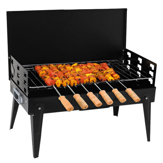 Cheston Barbeque Grill Set For Home | Tandoori Griller with 6 skewers | Foldable & Portable BBQ grill Set for Outdoor parties | Charcoal Grill Pack Size- 1