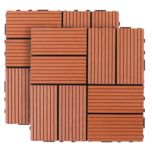 Cheston Interlocking Tiles I Wooden Floor Sheets I Interlocking Tiles for Indoor/Outdoor I Weather & Water Resistant I Flooring Solution I 12" X 12" Deck Tiles (Pack of 2, Wooden)