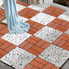 Cheston Interlocking Tiles for Floor I Interlocking Wooden Tiles for Garden, Balcony & Poolside I Weather & Water Resistant I Flooring Solution I 12" X 12" Deck Tiles (Pack of 6, Wooden))