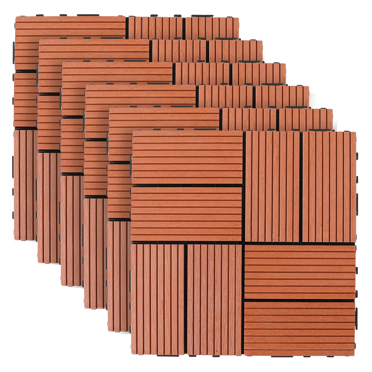 Cheston Interlocking Tiles for Floor I Interlocking Wooden Tiles for Garden, Balcony & Poolside I Weather & Water Resistant I Flooring Solution I 12" X 12" Deck Tiles (Pack of 6, Wooden))