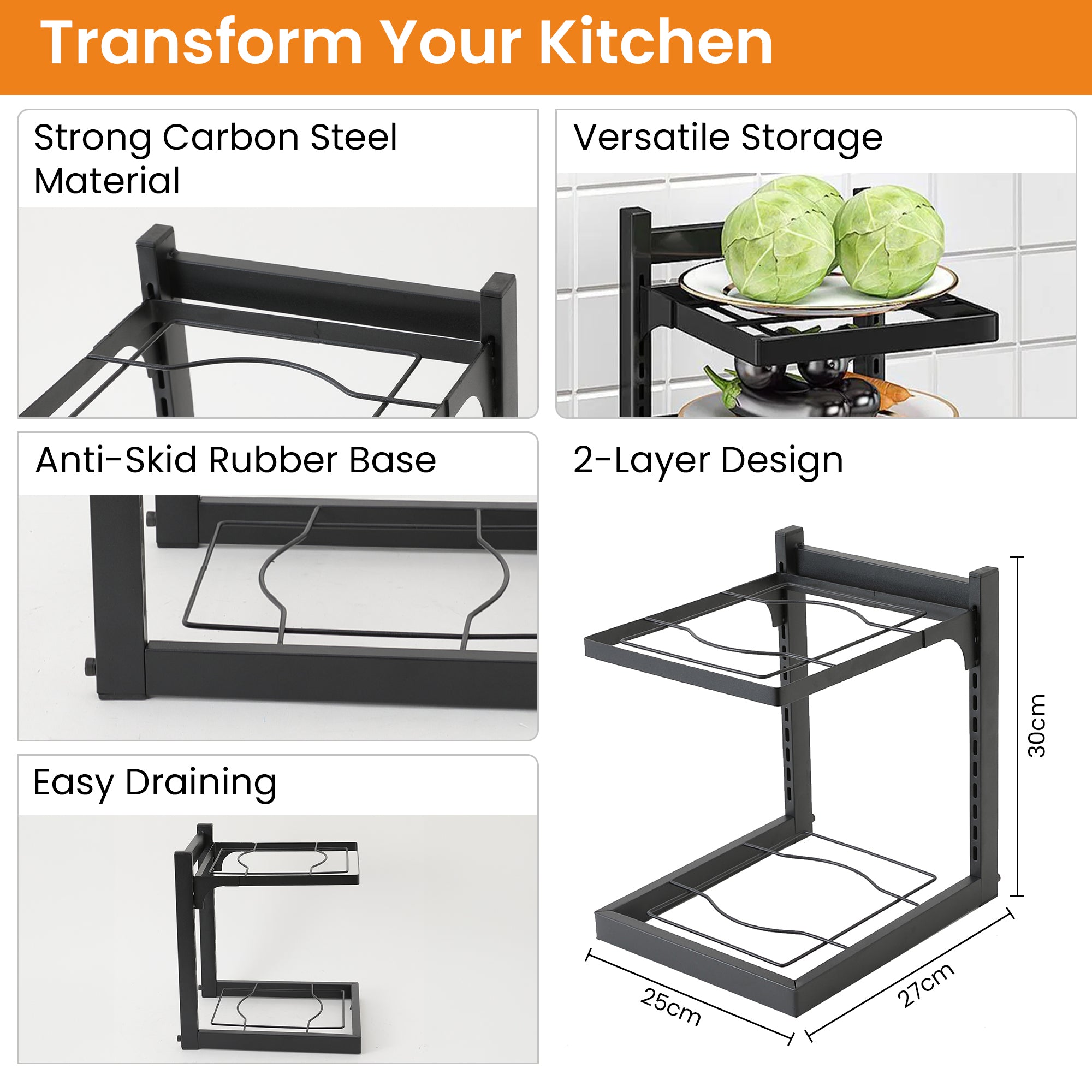 Cheston black pots and pans rack - stylish kitchen accessory