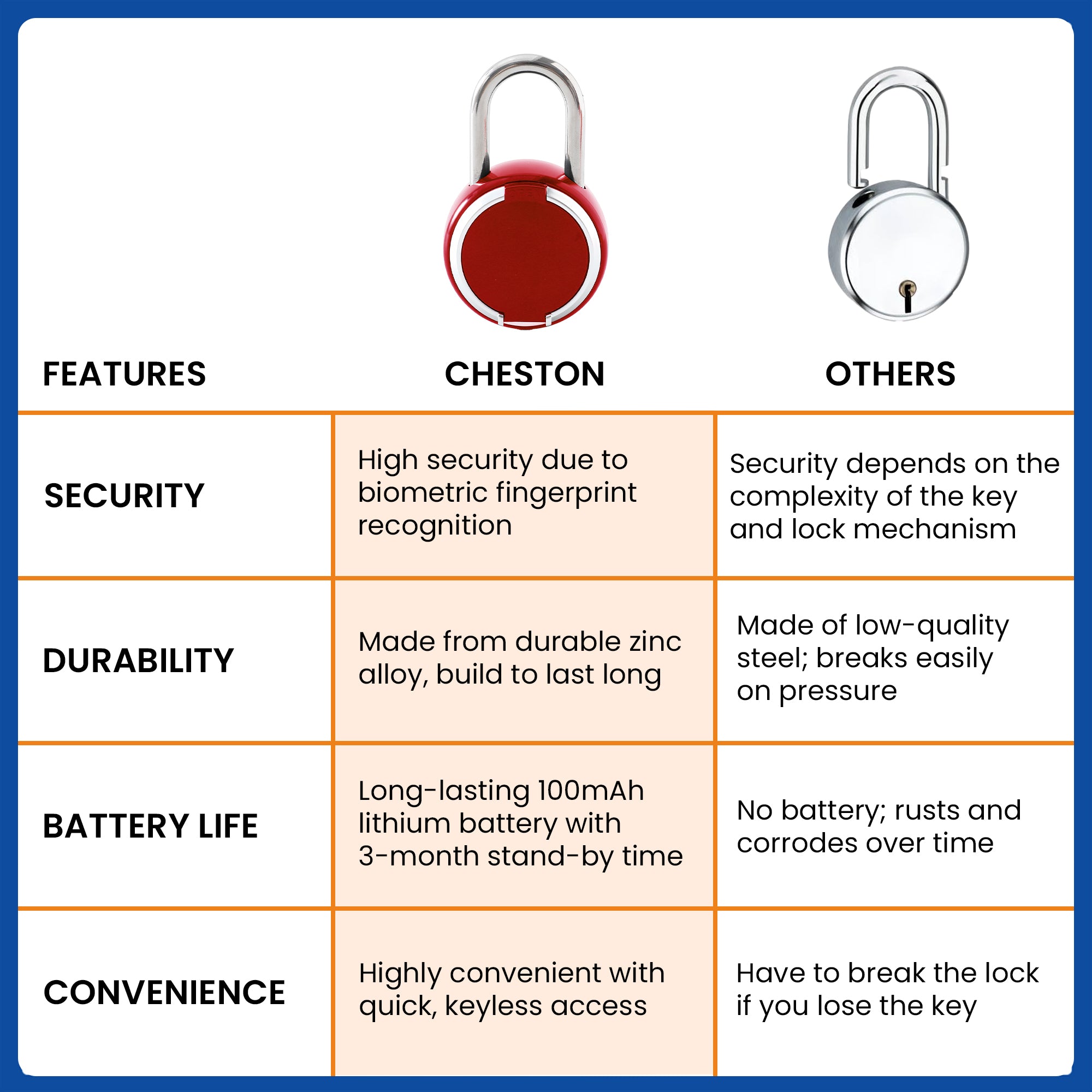 Cheston biometric lock - Ideal for office cabinets