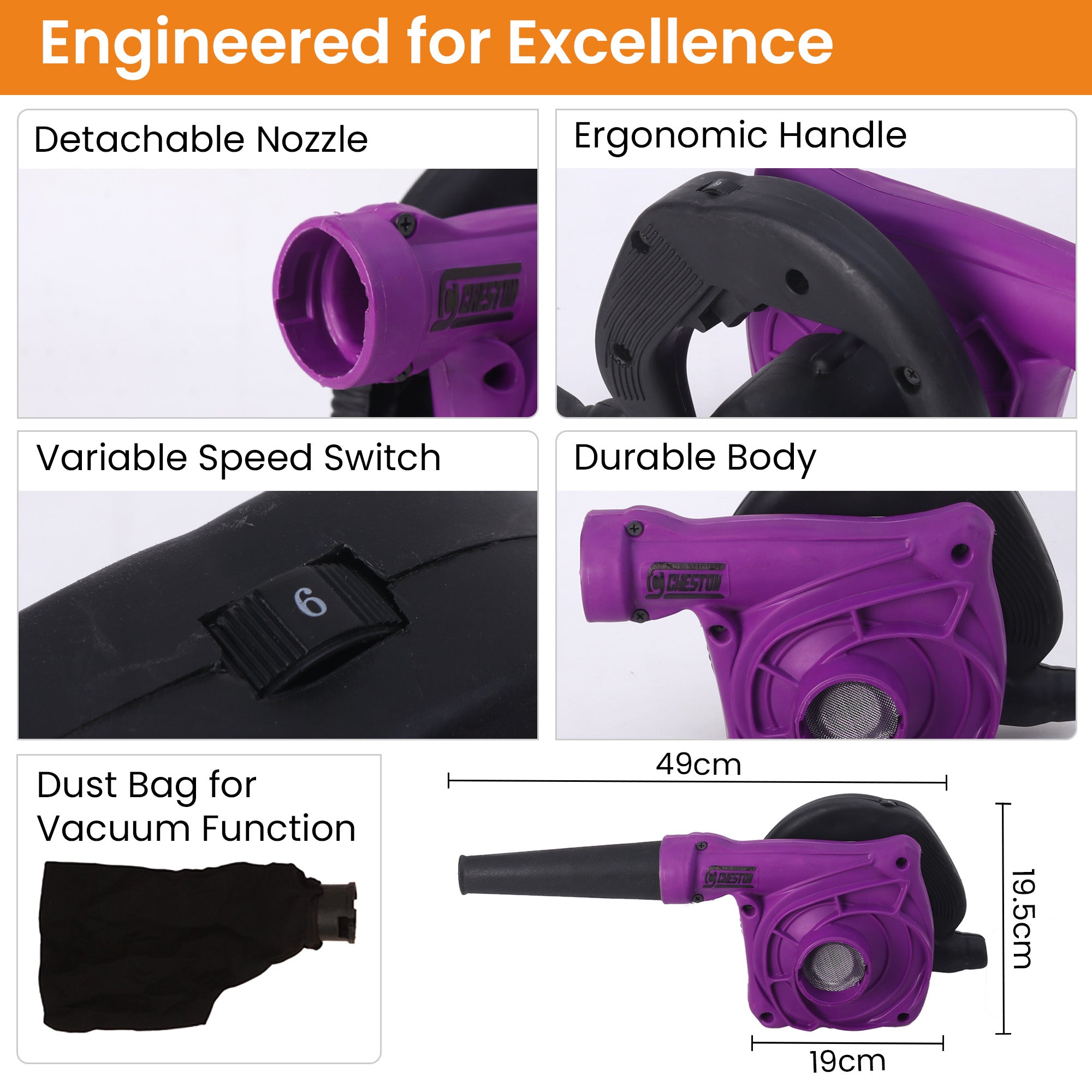 Cheston leaf blower - versatile home cleaning