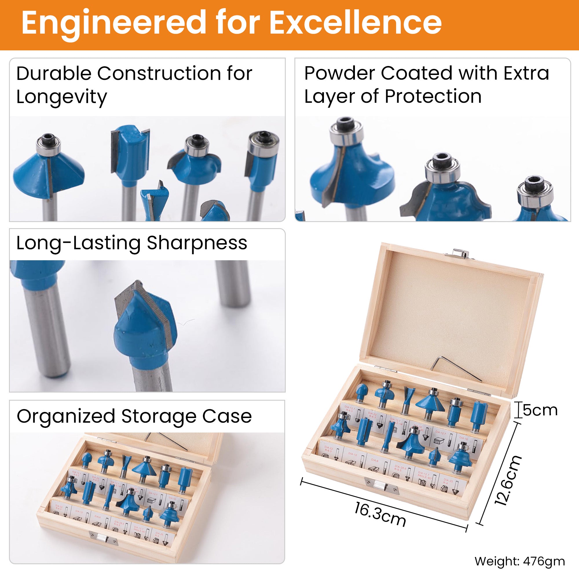 Cheston Router Bit Set - High-performance router bits