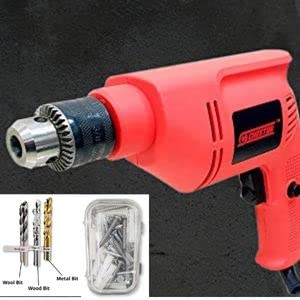 Cheston 10mm Drill/Driver Machine 6104 Reversible Hammer Driver with 2Hss 2wood 2wall 2Screwdriver Variable Speed Screwdriver Keyless Chuck 400W, 2600-RPM Power Tools