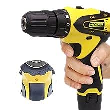 CHESTON Cordless Drill 2Hss 2wood 2wall 2Screwdriver (1.5AH) Screw Driver 10mm Keyless Chuck 12V with 2 Batteries, LED Torch Variable Speed Power & Hand Tool