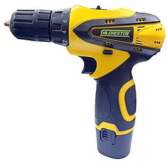 CHESTON Cordless Drill CHD-812 2.0 Heavy Plastic Screw Driver 10 millimeters Keyless Chuck 12V with 1 Battery Power & Hand Tool (30 L x 26 W x 9 H) - Yellow