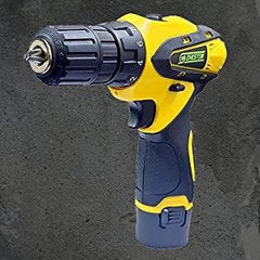 CHESTON Cordless Drill CHD-812 2.0 Heavy Plastic Screw Driver 10 millimeters Keyless Chuck 12V with 1 Battery Power & Hand Tool (30 L x 26 W x 9 H) - Yellow