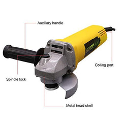Cheston Angle Grinder for Grinding, Cutting, Polishing (4 inch-100mm), 720W Yellow Grinder Machine with Auxiliary Handle + 5 Meter Extension 2 Pin Cord Upto 1000W