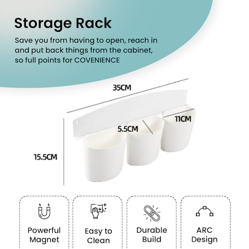 Cheston Magnetic Storage with Paper Towel Hanger- Durable Organizer for Metal Surfaces: Refrigerators, Microwaves & Metal Almirah (Set of 3)