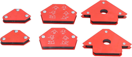 Cheston 6-Piece Magnetic Welding Holder Clamps Set - Strong Magnets for Accurate Alignment in Fabrication Works, Includes Arrow Type, Triangle, and Mini Holders