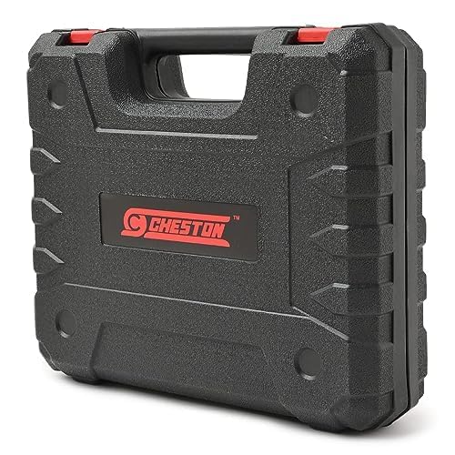 Cheston Double Lock Small Black Tool Box | Securely Storing Drills, Screwdrivers, Grinders, Wrenches, Pliers, and More | For Home and Professional Use