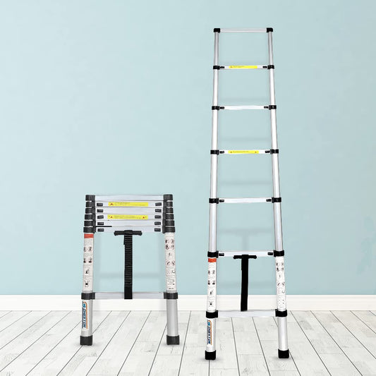 Cheston 6.5ft Telescopic Ladder for Home | Premium Aluminium Alloy | 2m Length 7-Step Ladder | Durable & Extendable | Lightweight Compact & Portable | Anti-Skid Step Ladder with Safety Lock
