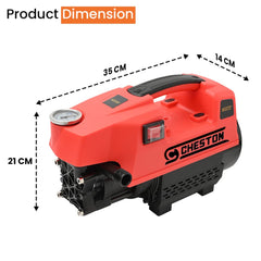 Cheston Car Washer High Pressure Pump | 2 Year Warranty | Pressure Washer, 1800 Watts, 120 Bars, 6.5L/Min Flow Rate, 5 Meters Outlet Hose, Car, Bike and Home Cleaning Purpose (Red & Black)