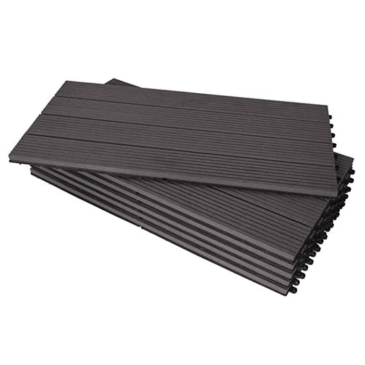 Cheston Interlocking Tiles for Floor I Interlocking Wood Plastic Composite Tiles for Garden, Balcony & Poolside I Weather & Water Resistant I 24" X 12" Deck Tiles (Set of 4, Dark Brown)