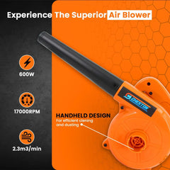 Cheston 500W 2 in 1 Air Blower and Vacuum Cleaner for Home 13000 r/min Copper Wiring Electric Blower (Yellow) + 5 Meter Extension 2 Pin CordCapacity Upto 1000W (Orange)