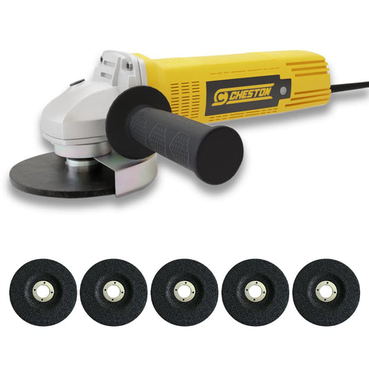 Cheston 850W Angle Grinder for Grinding, Cutting, Polishing (4 inch/100mm) Copper Armature + Set of 5 Grinding Wheels