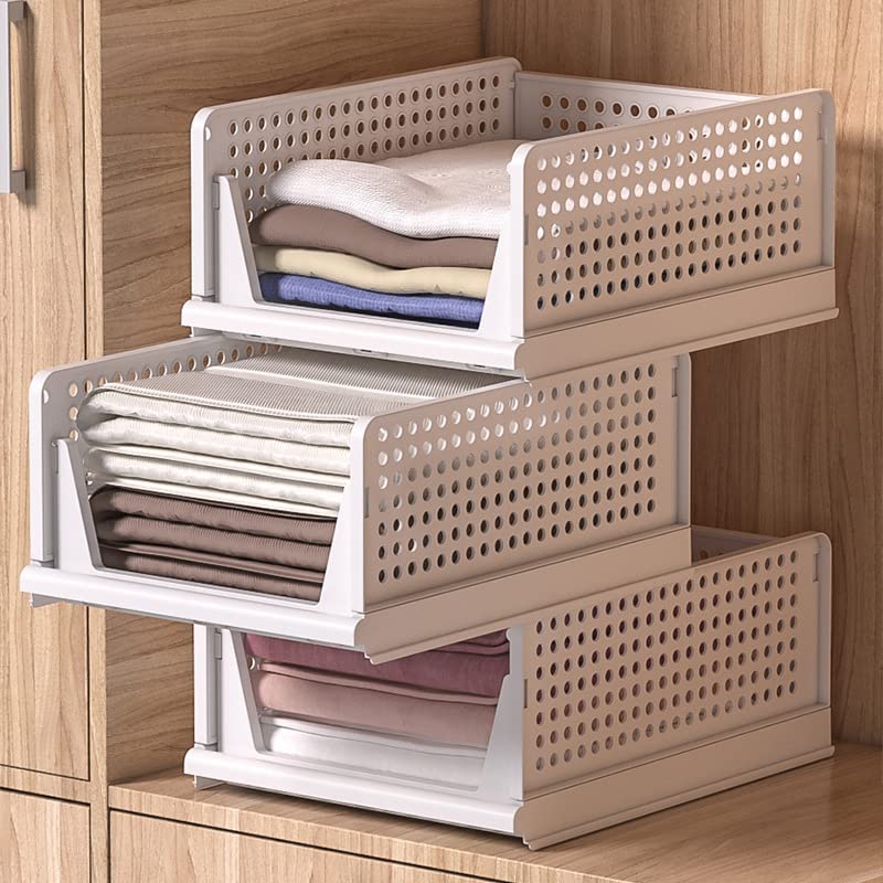 CHESTON Wardrobe Organizer for Clothes Foldable & Stackable Almirah/Cupboard for Clothes Multi Purpose Plastic Shelf Clothes Box for Wardrobe Pack of 1