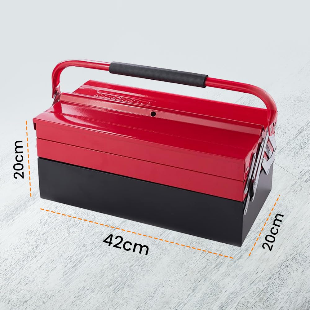 Cheston Metal Tool Box 5 Compartment for Hand & Power Tools | High Grade  Iron Steel | Empty Tool Box Storage Organiser for Multipurpose Home & Work