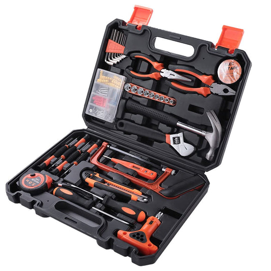 Cheston 82 Piece Hand Tool Kit | Non-Slip & Corrosion Resistant Handles | Multi-Utility Household & Professional Hand Tools | Screwdriver, Socket Set, Wrench, Pliers