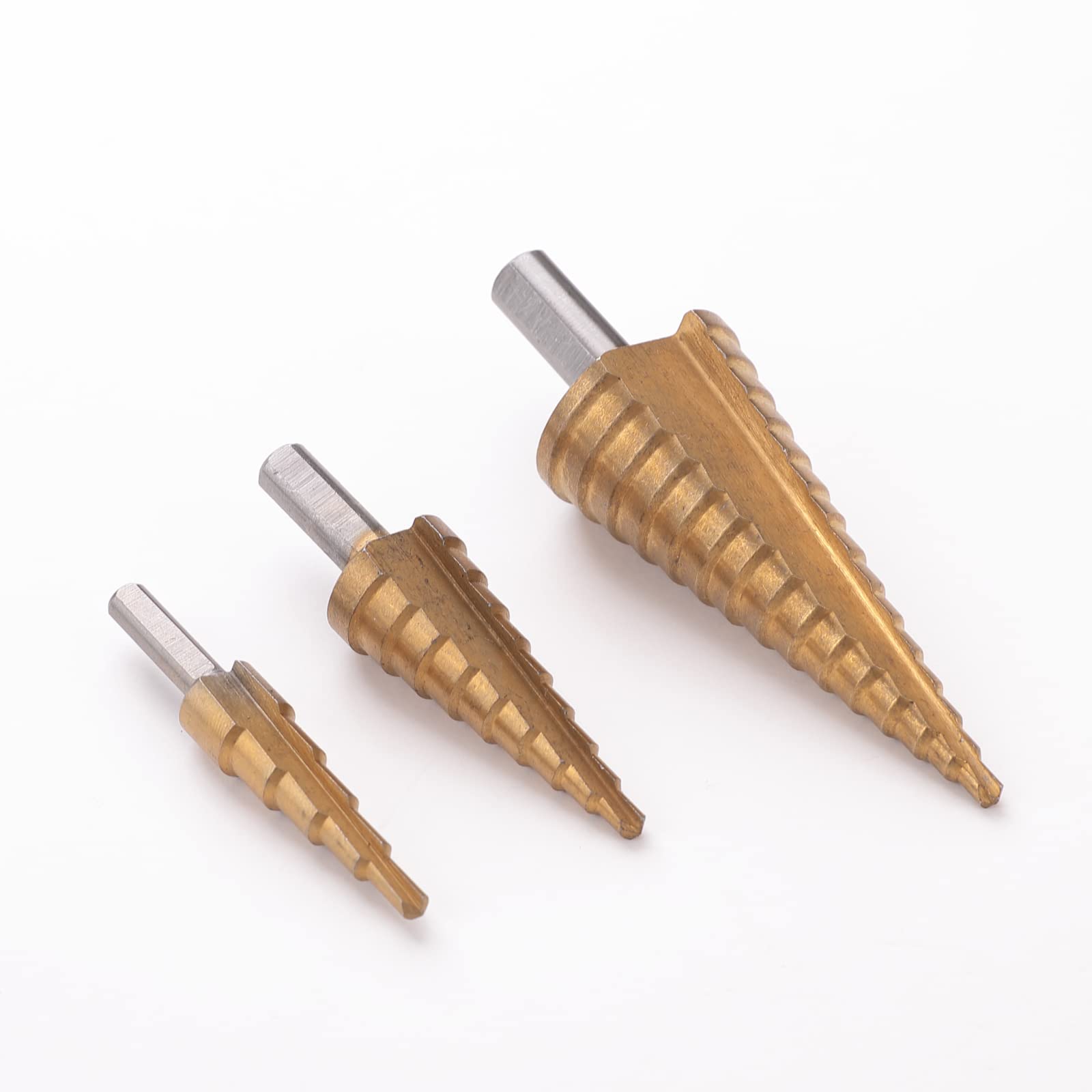Cheston Titanium Coated Large Step Cone Hole Cutter Set - 3X HSS Drill Bit Steel - 4-12/20/32mm - Perfect for Concrete, Stainless Steel, and Hex Drilling