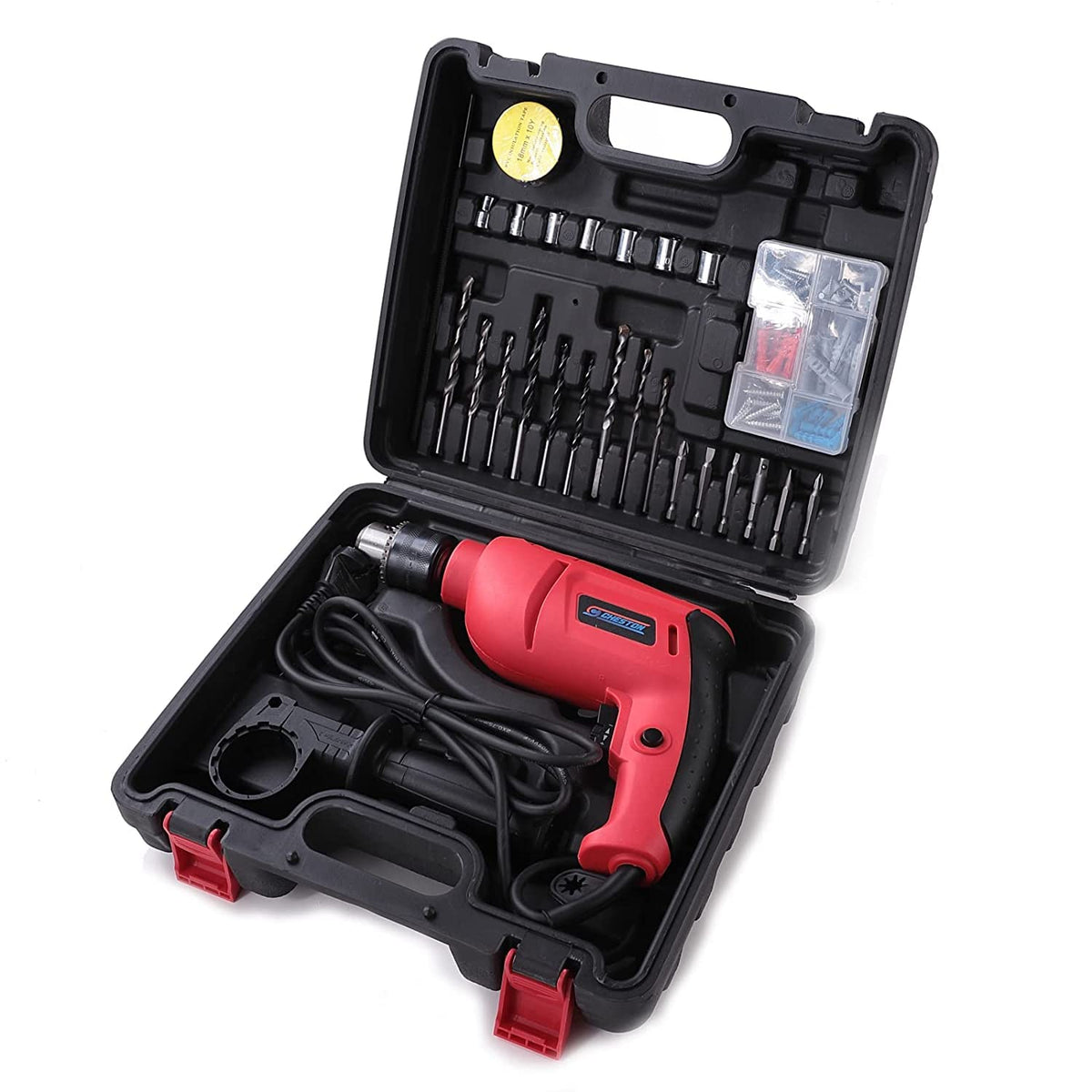 Cheston 13mm Drill Kit 600W Powerful Impact Drill Machine Kit | Screwdriver Kit with 25 Pieces Tool Kit and Accessories | Drill Bits Tape Hammer Screwdriver