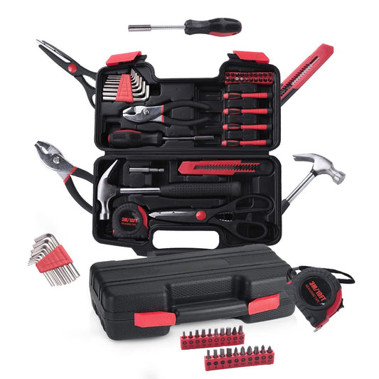 Cheston 39 piece Hand Tool Kit | Non-Slip & Corrosion Resistant Handles | Multi-Utility Household & Professional Hand Tools | Screwdriver, Socket Set, Wrench, Pliers (39-in-1)