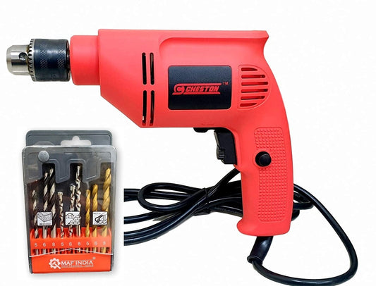 Cheston Drill Machine (6104.3WWM 9Pcs,Bit) Chuck capacity : 10 mm || Speed : 0-2600 rpm || Wattage: 400 Watts