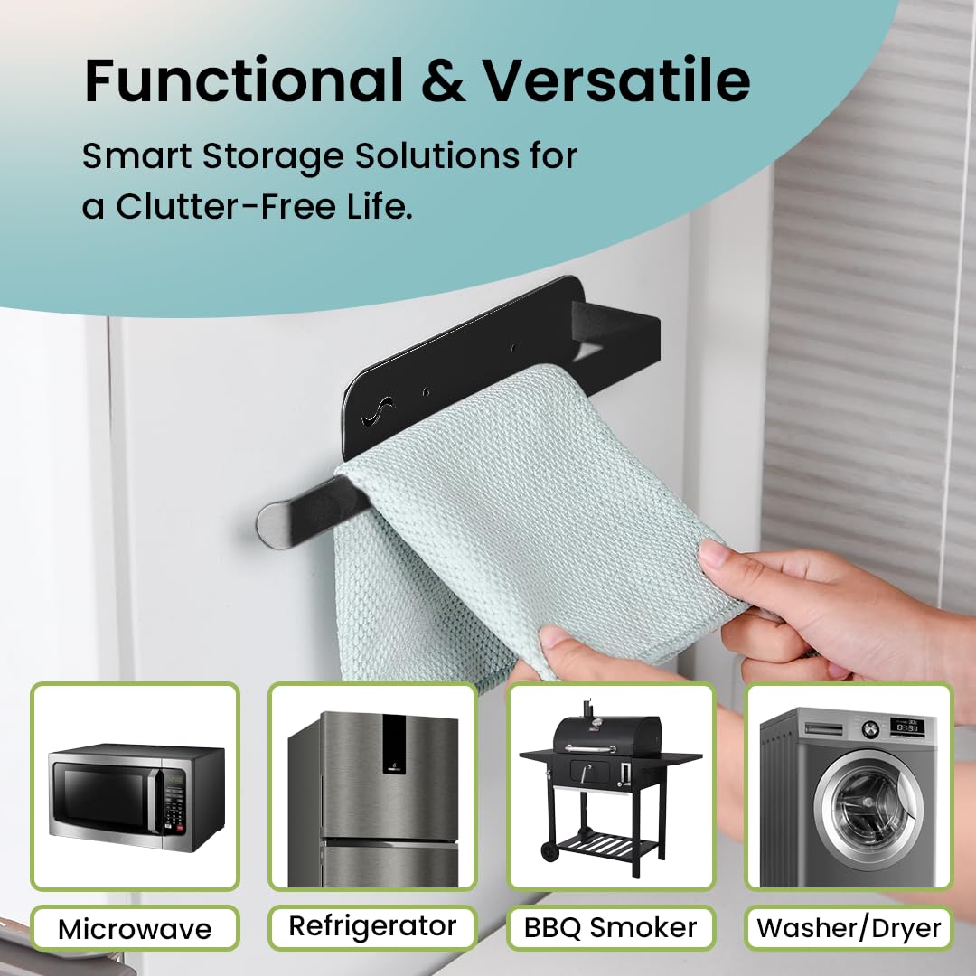 CHESTON Magnetic Fridge Paper Towel Hanger- Durable Organizer for Metal Surfaces: Refrigerators, Microwaves, Metal Almirah - Load-Bearing 5kg - Ideal for Towel Rolls & Clothes