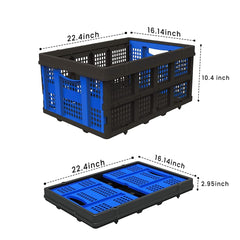 Cheston Portable Collapsible Basket I Foldable Crate w/ 25 Kg Capacity I Heavy Duty Durable Plastic Foldable/Stackable Crate for Storage and Organizing I Storage Big Size (56 x 41 x 27 cm, Pack of 2)