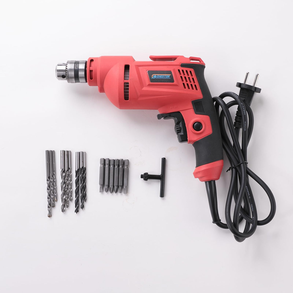 Cheston 10mm Drill Machine for Home Use | 750W 10mm Chuck 2200RPM Variable Speed | Reversible Drill Kit | Drill Kit Set with Accessories 3 Wall Bit, 3 Wood Bit, 3 Metal Bits + 6 Drill Bit Set Included