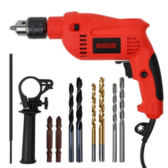 Cheston 13mm 650W Drill Machine for Home & Proffesional Use With Drill Bits for Wood Metal Wall & Screwdriver 2900RPM Powerful Electric Tool Kit Set with Copper Armature