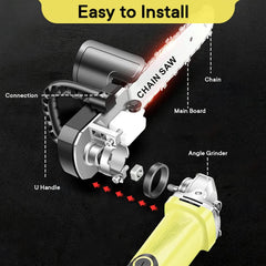 Cheston Angle Grinder Machine Auxiliary Handle with Cheston Electric Chainsaw Bracket Adapter Set for Angle Grinder Machine Woodworking Tool 850W - Yellow