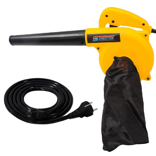 Cheston 500W 2 in 1 Air Blower and Vacuum Cleaner for Home 13000 r/min Copper Wiring Electric Blower (Yellow) + 5 Meter Extension 2 Pin CordCapacity Upto 1000W (Yellow)