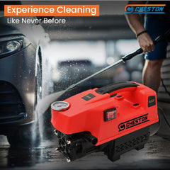 Cheston 1800W High Pressure Car Washer 1600 PSI Bar 390 L/Hr | Multiple Modes for Cleaning Cars Tiles Walls | with 5m Hose Pipe, Spray Gun & Other Accessories (Pressure Washer (Red))