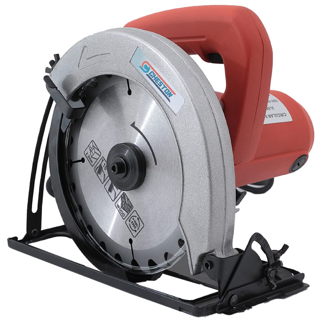 Cheston 1050W Circular Saw For Wood Cutting 185mm / 7 inch | 5200 RPM Copper Motor | 45-65 mm Cutting Depth | Durable Depth Precision Control