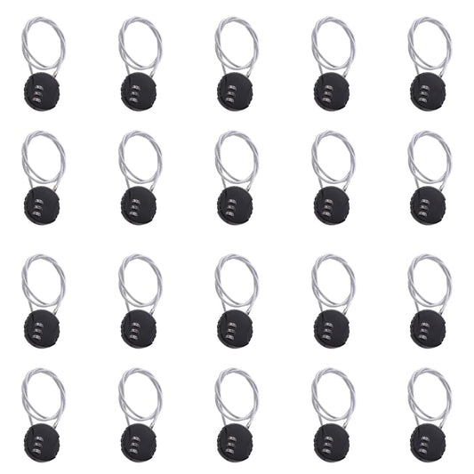 Cheston Black Steel Cable Combination Padlock - Versatile Secure Resettable Password String Lock Solution for Travel, Gym, Bike, Helmet, Backpack, Cabinet, Cycle, Luggage & Sports Gear (Pack of 20)