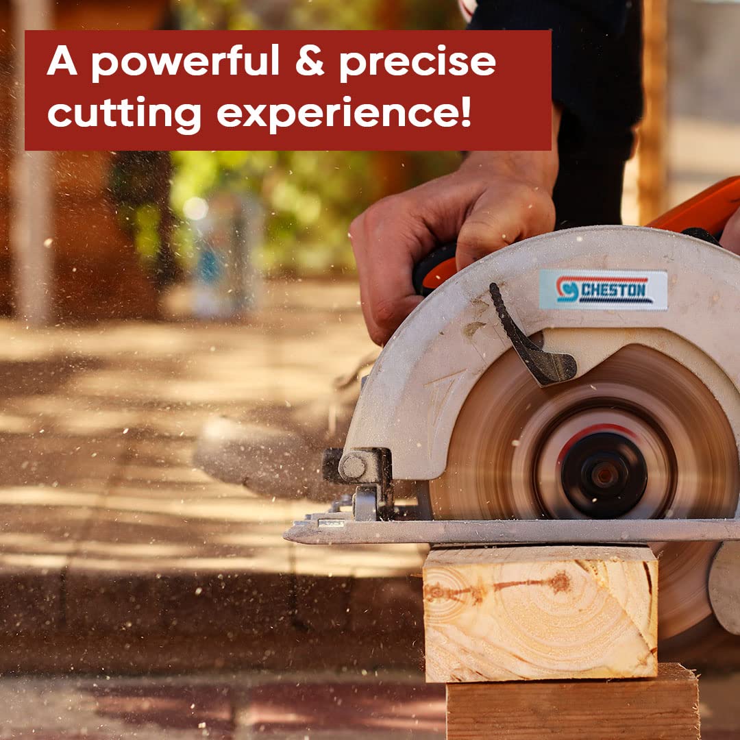Cheston 1050W Circular Saw For Wood Cutting 185mm / 7 inch | 5200 RPM Copper Motor | 45-65 mm Cutting Depth | Durable Depth Precision Control