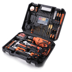 Cheston 13mm Power Drill Kit 600W Powerful Impact Drill Machine Kit | Screwdriver Kit with 47 Pieces Tool Kit and Accessories | Hammer Wrench Plier Cutter Spirit Level Tape
