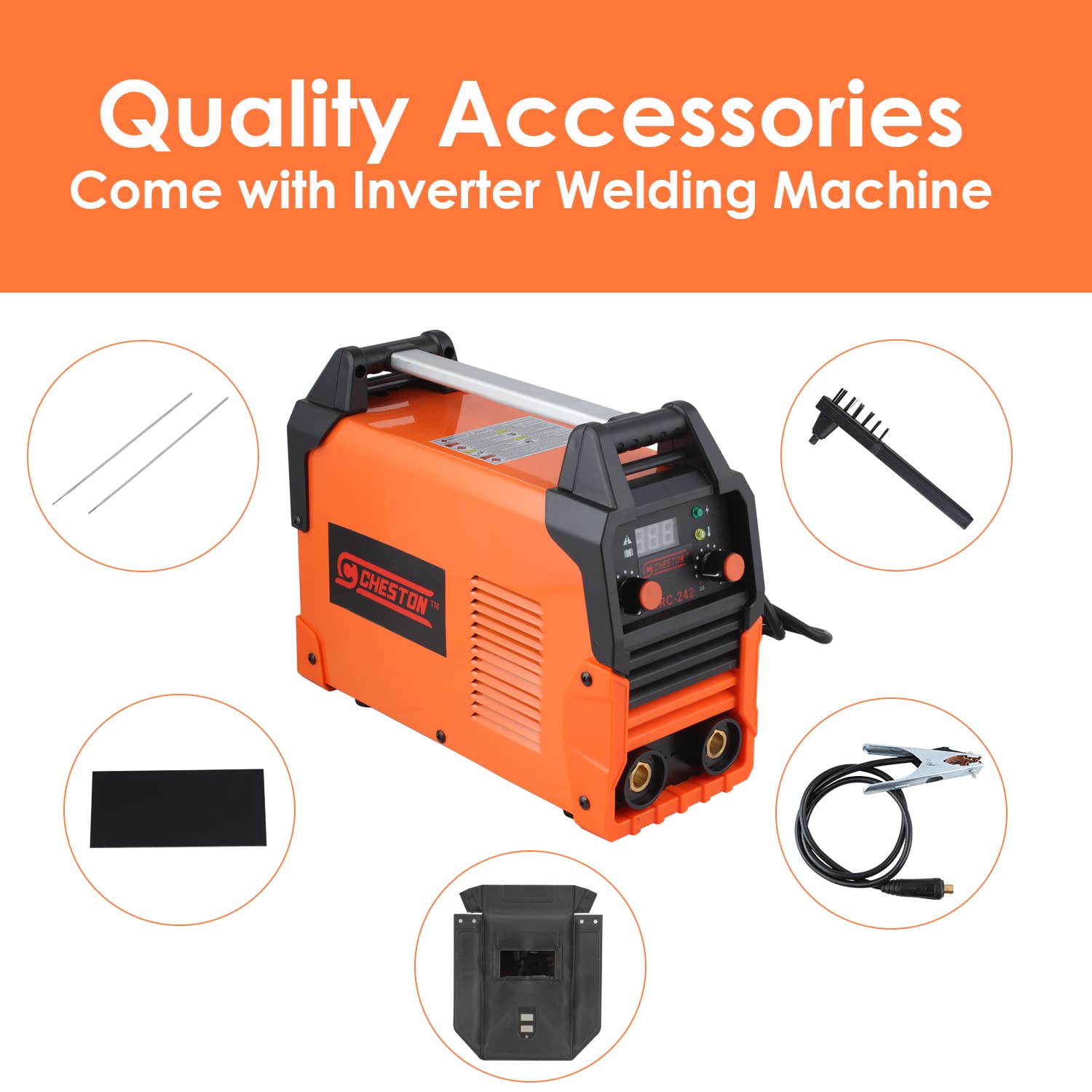 Cheston Inverter ARC Welding Machine (IGBT) 242A with Hot Start, Anti-Stick Functions, Arc Force Control with All Accessories (242A)