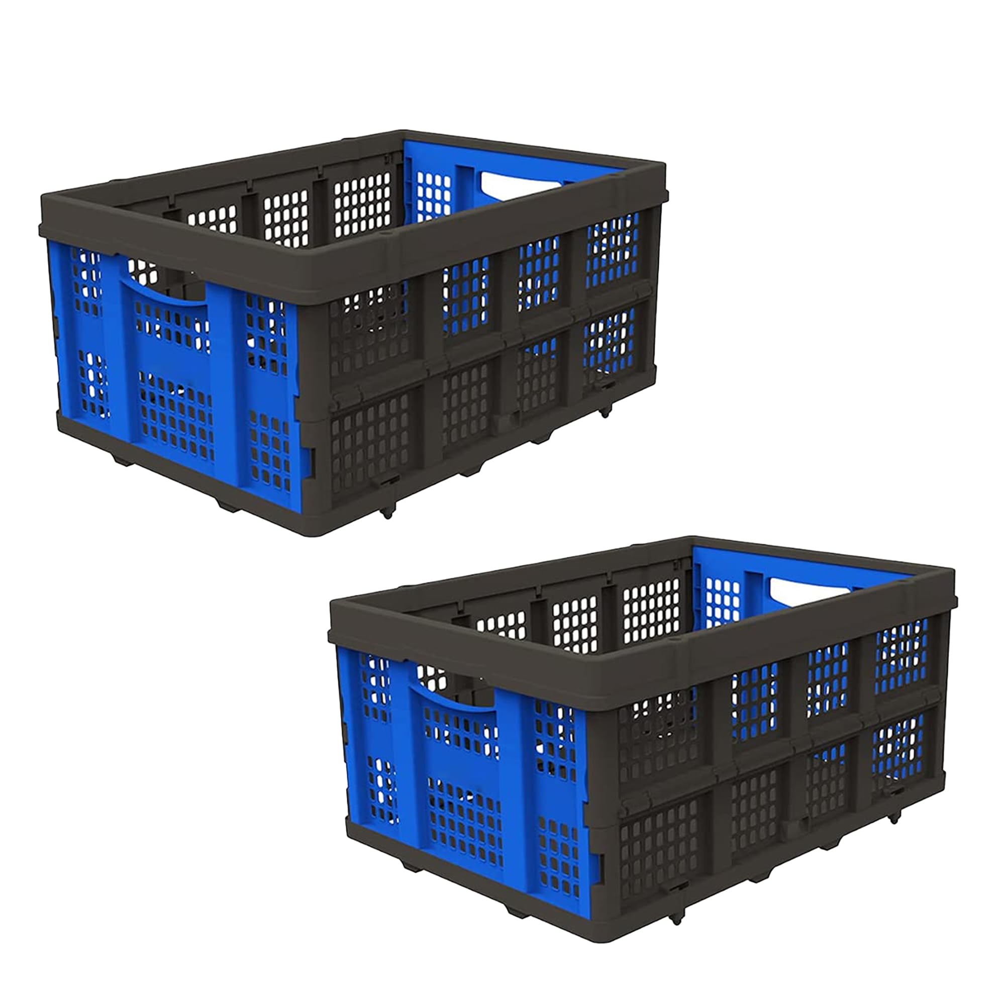 Cheston Portable Collapsible Basket I Foldable Crate w/ 25 Kg Capacity I Heavy Duty Durable Plastic Foldable/Stackable Crate for Storage and Organizing I Storage Big Size (56 x 41 x 27 cm, Pack of 2)