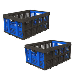 Cheston Portable Collapsible Basket I Foldable Crate w/ 25 Kg Capacity I Heavy Duty Durable Plastic Foldable/Stackable Crate for Storage and Organizing I Storage Big Size (56 x 41 x 27 cm, Pack of 2)