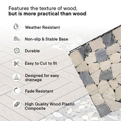 Cheston Tiles for Floor with Interlocking I Pebble Floor Tiles I Weather & Water Resistant I Tiles for Garden, Balcony & Poolside I 12" X 12" Deck Tiles (Set of 12, Grey-Colour Stones)